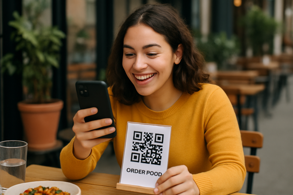 مشتری خوشحال با استفاده از QR Code